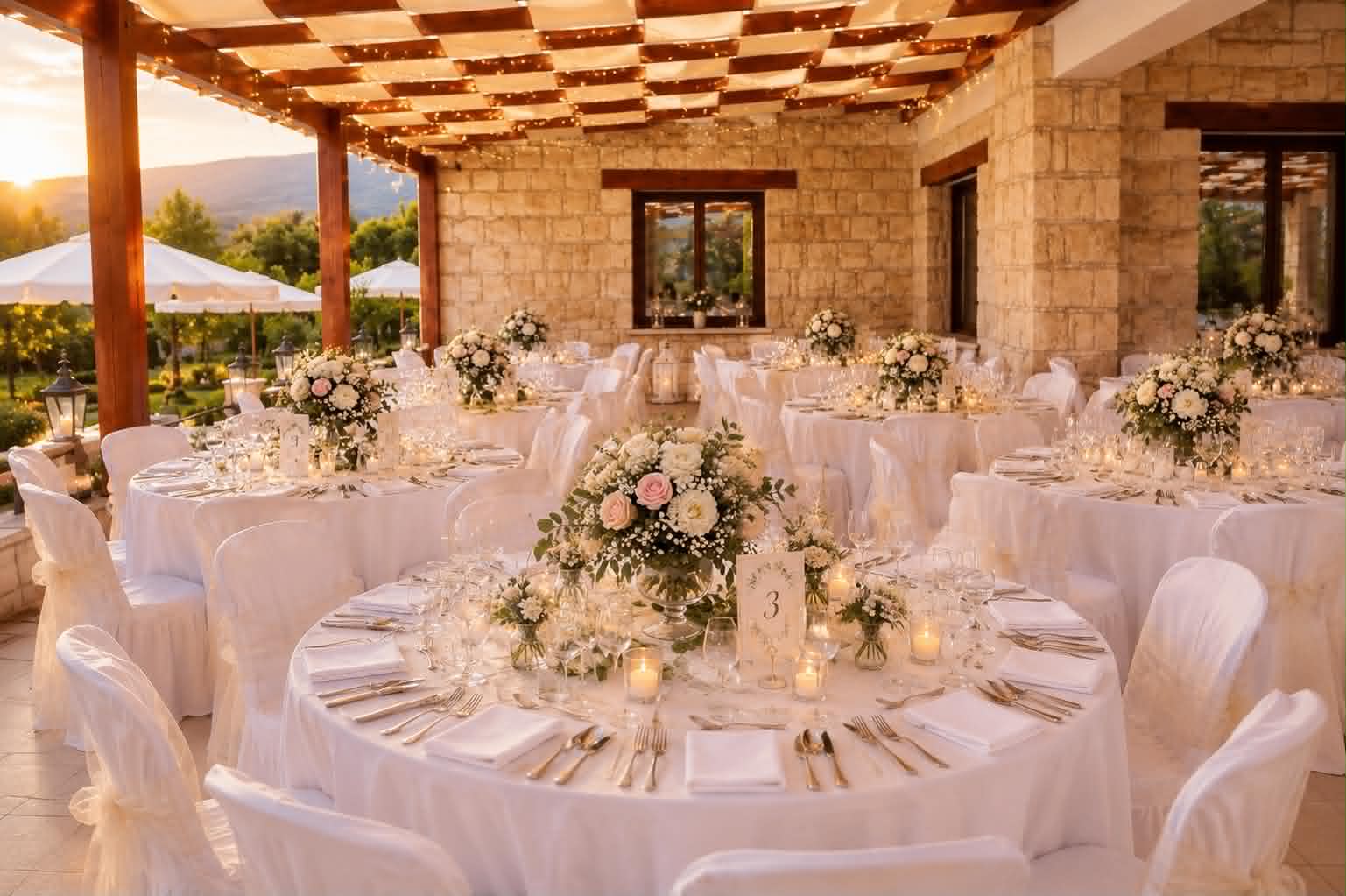 An intimate wedding celebration held in the villa's garden